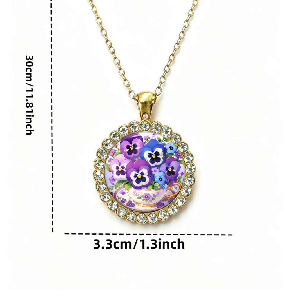 Iridescent Gemstone Circular Pendant Necklace, Unisex